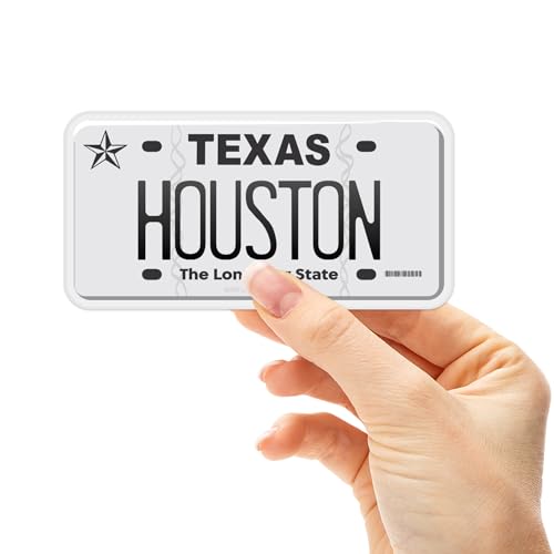 Texas License Plate Stickers - 15 TX City Options - Texas Bumper Sticker for Car - Houston Austin Dallas San Antonio Decals for Hydroflask (Houston)