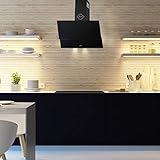 Gurari 268 Dunstabzugshaube 90 cm kopffrei,Schwarz Glas,1000m³/h,Fernbedienung,Wandhaube,Dunstabzug,TouchControl,Timer,Randabsaugung,Abzugshaube, Ablufthaube,Umlufthaube,kopffreihaube,Premium Marke