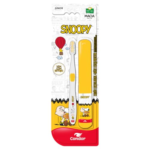 Escova Dental Macia Snoopy Júnior Condor Cabeça P com Estojo Protetor