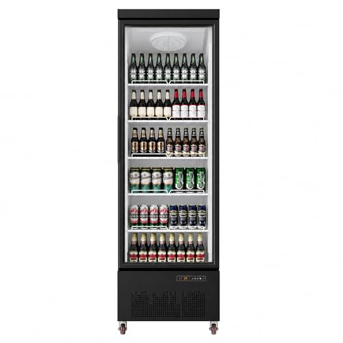 Image of Garvee 17.6 Cu.Ft Commercial Beverage Refrigerator, Upright Glass Door Fridge, Single Door Drink Cooler with Adjustable Shelves, 110V 410W, Black