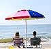 AMMSUN 6.5 Foot Heavy Duty High Wind Beach Umbrella with air vent & Tilt Sun Shelter, UV 50+ Protection Outdoor Sunshade Umbrella with Carry Bag for Patio Garden Beach Pool Backyard, Rainbow