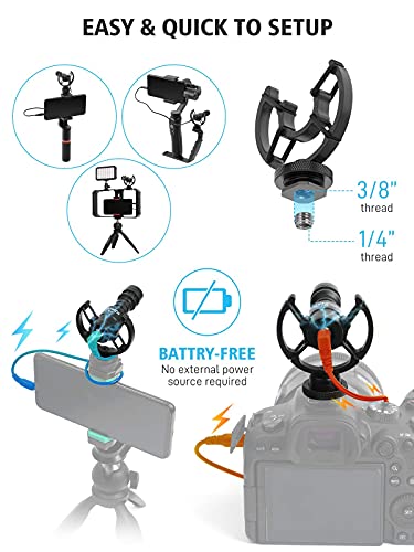 Synco External Video Microphone, Mic-M1S Camera Shotgun Microphone With Shock Mount Windshield For Dslr Camera Smartphone, Cardioid Directional Microphone #TOP2