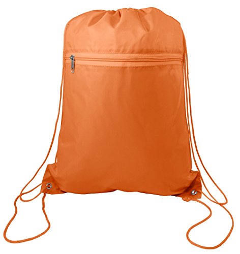 Set of 12 Cinch Sack Drawstring Bags (ORANGE)
