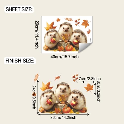 Vinilo decorativo Erizos otoñales Woodland para pared miniatura 2