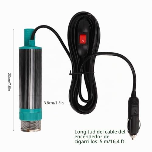 Bomba de Transferencia de Combustible, Bomba Extractora de Agua y Aceite Eléctrica Portátil de 12V con Fluido de Transferencia de Cable de 5m, Queroseno Diésel para Remolque RV