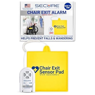 Secure Safety Solutions Chair Alarm for Elderly Dementia Patients Fall Prevention - 12 x 12 Pressure Sensor Pad, 80-120 dB Monitor - Wheelchair Safety Caregiver Alert System for Monitoring Seniors