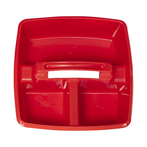 Image of Storex 3-Compartment Small Caddy - Multipurpose Classroom Organizer with Handle, Red, 5-Pack (00949U06C)