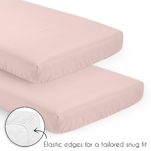 Image of Sweet Jojo Designs Blush Pink Shabby Chic Girl Baby Mini Crib Bedding Set Infant Nursery Room Newborn Blanket Portable Pack n Play Sheets 3pc Solid Rose Elegant Ruched Diamonds Classic Princess Harper