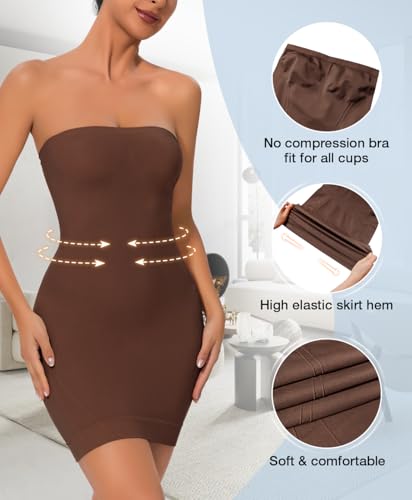 Image of Strapless Shapewear for Women Full Slip shapewear dress Tummy Control slip for women under dress