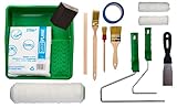 ToolSpace Malerset - 14 Pcs - 2X Farbroller, Farbwanne, 3X Pinsel, Farbrührer, Spatel, Schleifklotz...