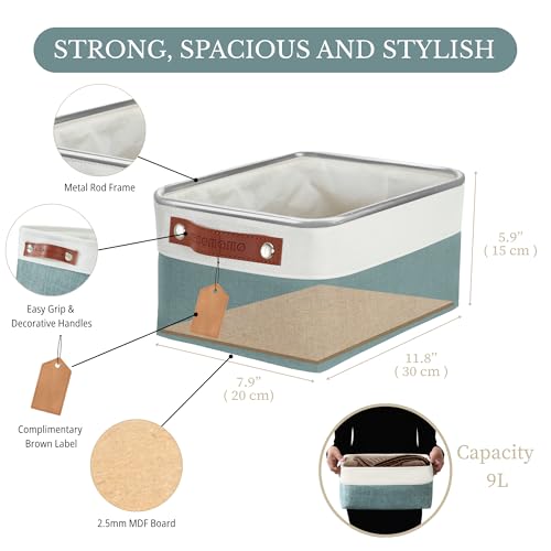 Image of DECOMOMO Small Storage Basket, Closet Storage Bins, Baskets for Organizing Shelves (Teal & White, Small - 6 Pack)