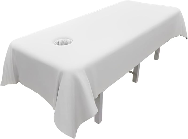 Lençol para maca de massagem MWNAGO com abertura facial, branco