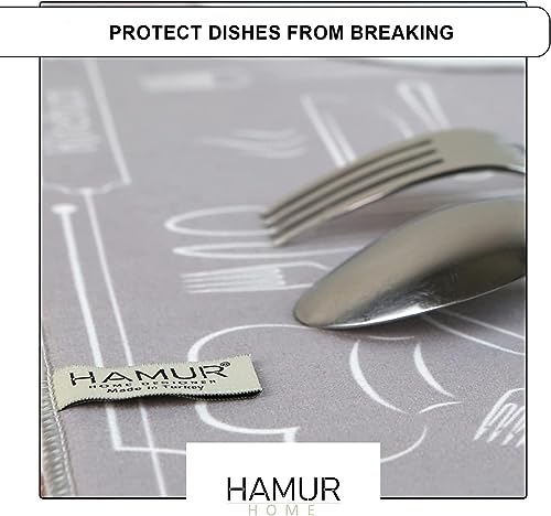 HAMUR HOME Microfibre Dish Drying Mat for Kitchen Counter Set of 2 - Image 3