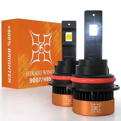 Image of HIKARI WINGS 9007 /HB5 LED Foglight, 50000LM Pure White 6000K LED Bulbs, Plug & Play IP68 Waterproof Pack of 2