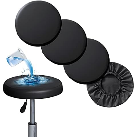 Shukii Stool Covers Round 2 Pack Bar Stool Covers Watedrproof PU Stool Slipcover with Elastic Stool Cushion Round Bar Stool Seat Covers for Bar Round Chair Cover