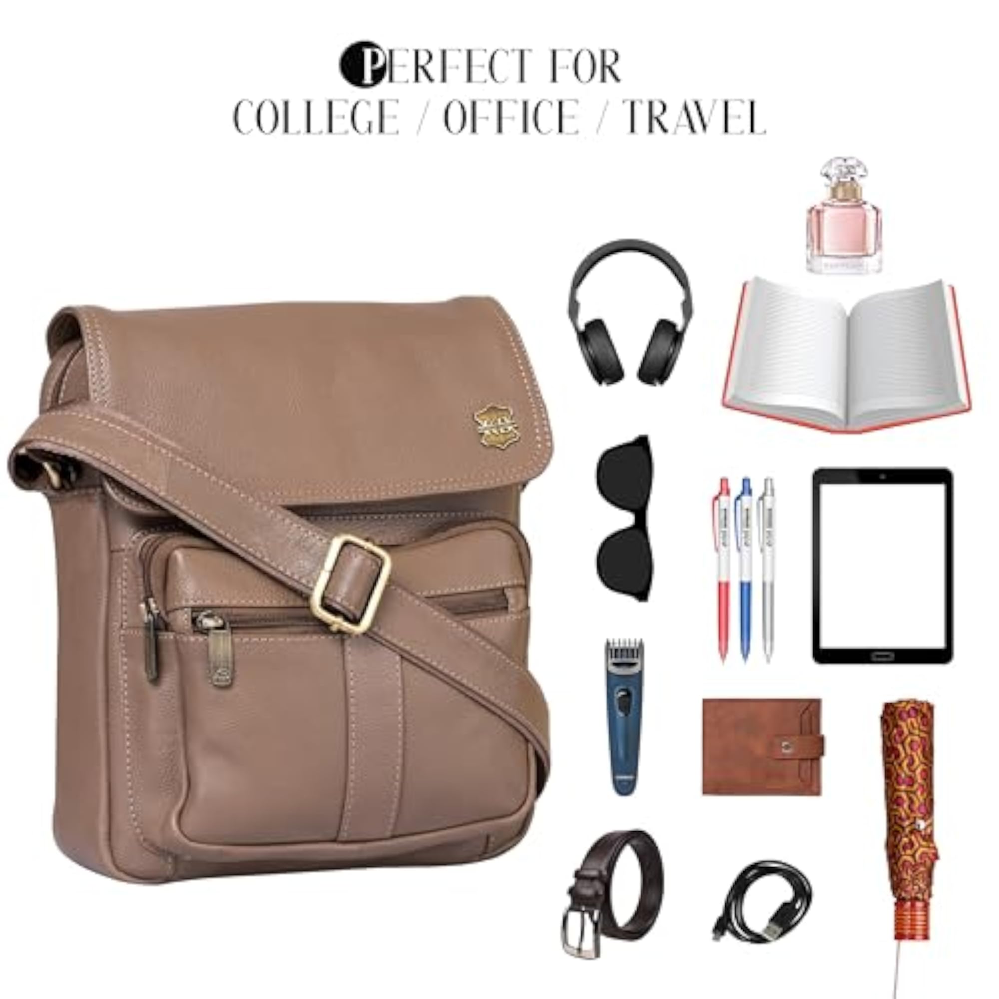 Euron Genuine Leather Messenger Sling Bag for Men & Women