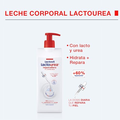 Lactovit Lactourea reparierende Körpermilch mit Protein Calcium, sofortige Absorption, 48 Stunden Ernährung und Reparatur, geeignet für trockene und extra trockene Haut, 800 ml