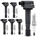 UF624 Ignition Coil & 97390 Double Iridium Spark Plug for Acura 10-13 MDX,13-15 RDX,10-13 ZDX/Honda 09-15 Pilot,09-14 Ridgeline 3.5L 3.7L Replaces# 30520-RN0-A01, E1124