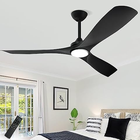 Depuley 52" Remote Ceiling Fan with Lights, Low Profile Modern Ceiling Fans, Noiseless Reversible DC Motor for Bedroom/Living Room/Study/Gazebo Lighting, Timing, 3 Light Color Changeable-Matte Black Cover