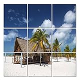 Art Acoustic Panels Self Adhesive Wooden Shack Bar Grill Playa Sirena Beach Largo 9 Packs Decorative Soundproof Wall Panels Large Sound Absorbing Panels for Home Office 60'x60'