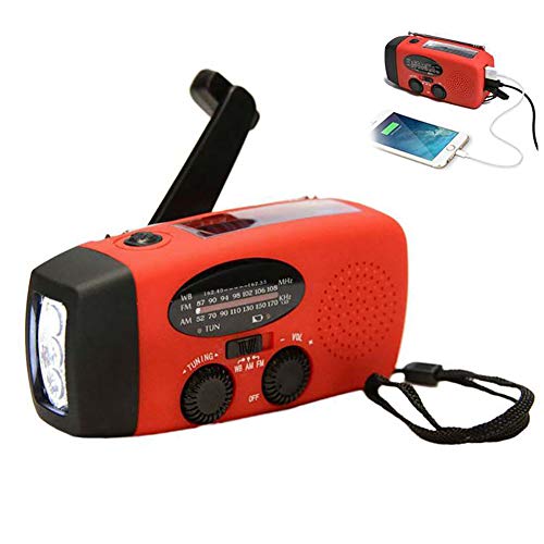 POXIAO Wind-Up-Solarradio, Not-Radio-Kurbel-Radio mit Taschenlampe, wiederaufladbares USB-Telefon-Ladegerät für Camping, Wandern