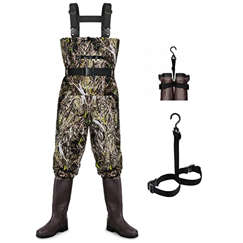 Chest Waders, Hunting Fishing Waders for Men Women with Boots, Waterproof Bootfoot 70D/210T Nylon Wader for Duck Hunting Fly Fishing, Size 7-Size 14 Green/Camo Chest Waders, Hunting Fishing Waders for Men Women with Boots, Waterproof Bootfoot 70D/210T Nylon Wader for Duck Hunting Fly Fishing, Size 7-Size 14 Green/Camo