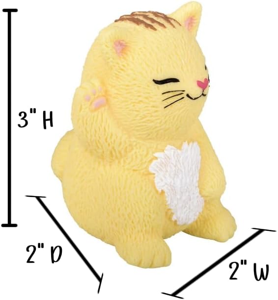 Squish and Stretch Fidget Toy – Stress Relief Sensory Toy for Kids and Adults (3” Cat, 4 Count), Small