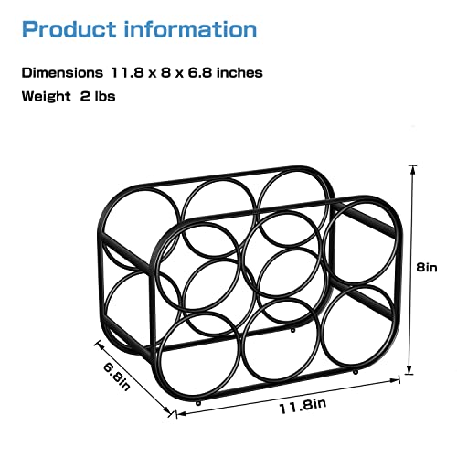 Buruis 6 Bottle Countertop Wine Rack - Wine Holder For Red White Wine Storage - Freestanding Metal Wine Rack - Modern Tabletop Bottle Holder - Black #TOP5