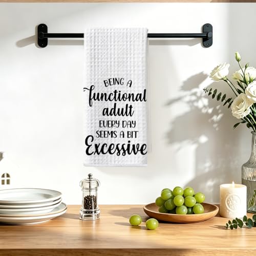 Image of Hanamiya Na Adult Humor Kitchen Towels 24x14 Inch, Funny Saying Reusable Dish Towels for Kitchen Bathroom Decor, Waffle Weave Absorbent Hand Cloth Tea Towel, Humorous Gifts for Women Mom Friend