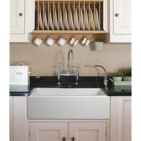 ZUHNE 30-Inch Fireclay White Farmhouse Sink, Reversible Farm Sink Apron, Italian Cover