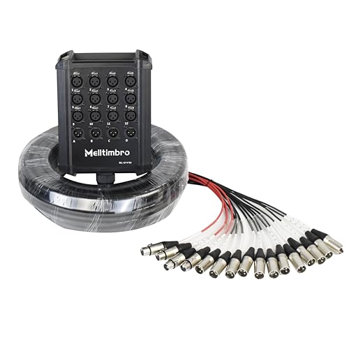 Speakers Low Profile XLR Send Circuit Board Snake Cable, Small Footprint XLR Box Snake for Live, Recording, Stage, Studio, 12 Channel 4 Return 50 Feet Long