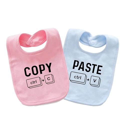 Image of QIANWANYI Baby Twins Bibs Copy Paste Newborn Baby Bibs Cute Unisex Bibs Set Toddler Baby Boy Girl Bibs(pb paste)