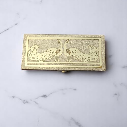 Image of SHAKTISM Decorative and Attractive Box Cash Box, Shagun, Jewellery, Money Envelop Wedding, Gift, Bangel box (Pack of 1Pc) (Peacock Golden)