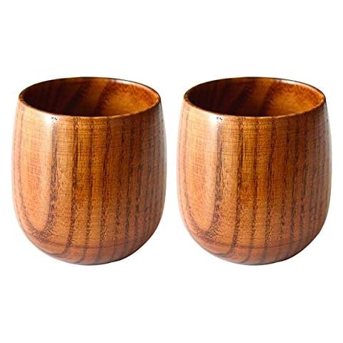 Amacoam Copa de Madera, Taza de Té de Madera Jujube, 2 Piezas Cover