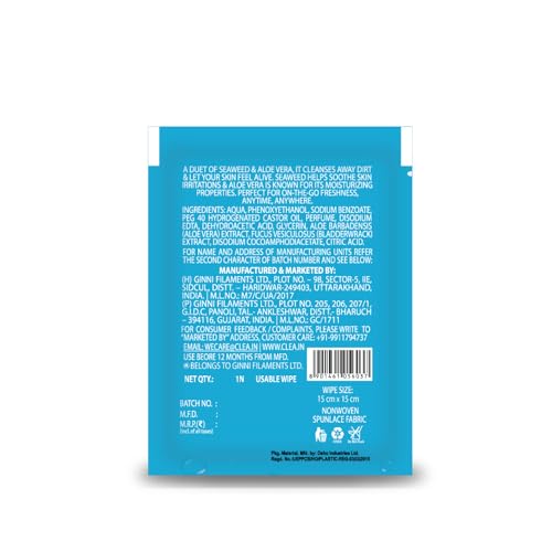 Clea Seaweed and Aloe Vera Cleansing and Refreshing Wipes | Pack of 100 Singles - Image 2