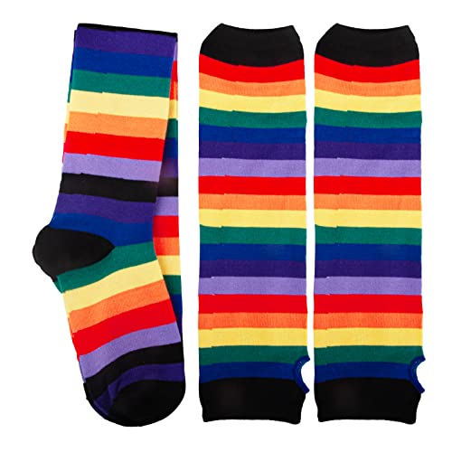 Image of Over Knee Rainbow Thigh High Socks Cosplay Accessories for Women Fashion Wild Long Striped Leg warmers
