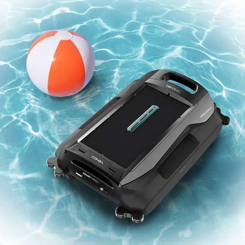 Cecotec Robot Limpiapiscinas para Superficie y Línea de Flotación Conga Pooldroid AquaSkater. Carga Solar, Autonomía 16h, Cesta de 4,5L y un Filtro de 187,5μm, Navegación Sensores Ultrasónicos