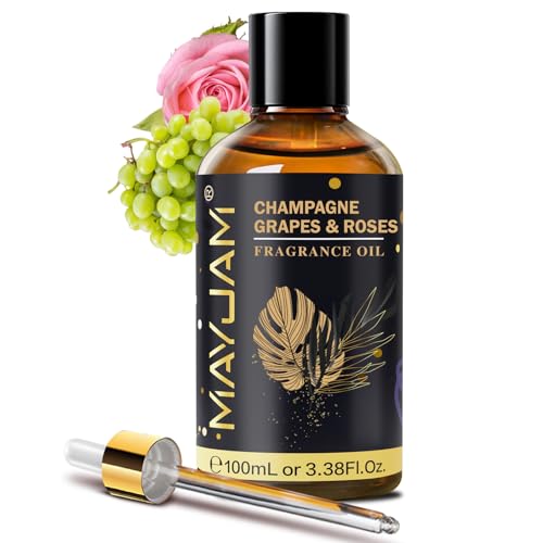 MAYJAM Aceite de Champán Uvas Y Rosas 100ml, Aceite De Fragancia De Champ n Uvas Y Rosas para Difusor de Aceites Esenciales, Aromaterapia, Dulces Sue os