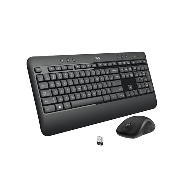 Logitech MK540 Advanced Wireless Keyboard and Mouse Combo for Windows, 2.4 GHz Unifying USB-Receiver, Multimedia Hotkeys, 3-Year Battery Life, for PC, Laptop