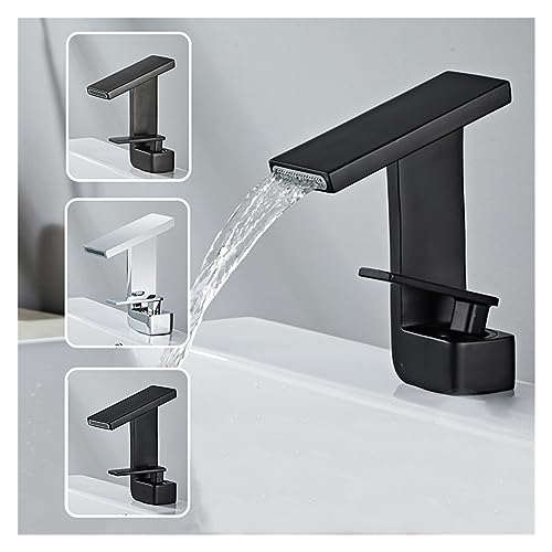 Robinet cascade noir mat avec mitigeur eau chaude et froide pour vasque chic - 4