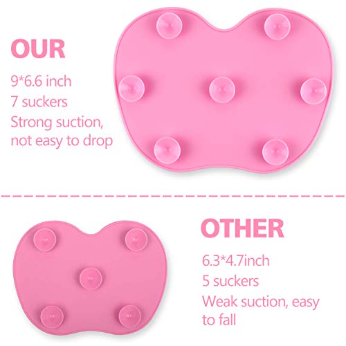 Ranphykx Silicon Makeup Brush Cleaning Mat Makeup Brush Cleaner Pad Cosmetic Brush Cleaning Mat Portable Washing Tool Scrubber with Suction Cup (pink)