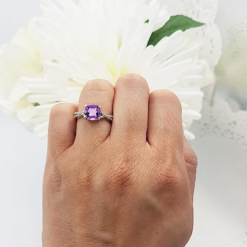 Dazzlingrock Collection 7MM Cushion Gemstone & Round White Diamond Swirl Crisscross Split Shank Engagement Ring for Women, Available in 10K/14K/18K Solid Gold2