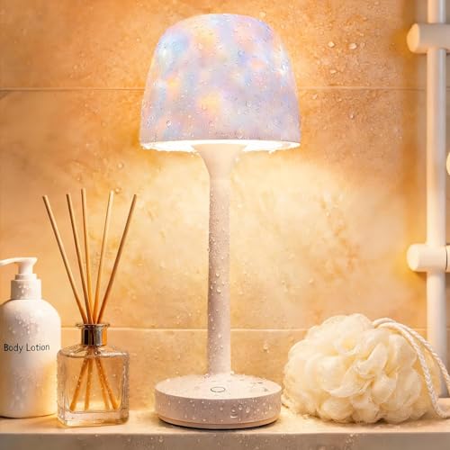 YJHAOTOU Waterproof Shower Lamp Sets with 16 Color Ocean Wave Projector Rechargeable LED Light with Remote & Touch Control Household lamp Sets 3 White Modes USB-C for Bathroom Bedroom Spa Gifts