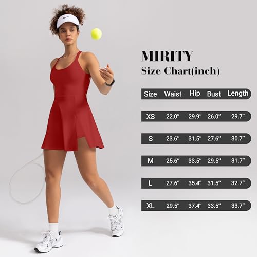 Image of MIRITY Womens Activewear Tennis Dress - Built in Shorts with Pockets and Bra Golf Athletic Workout Dresses