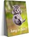 Framed Hang In There Cat Wall Art Funny Kitten Motivational Poster Meme Canvas Wall Decor Retro Inspirational Cat Picture for Office Bedroom Dorm Desk Decor 12x18 Inch Ready to Hang