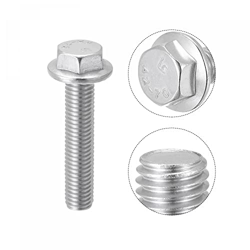 Image of uxcell M10x55mm Hex Serrated Flange Bolts Screws Metric Thread 304 Stainless Steel 6pcs