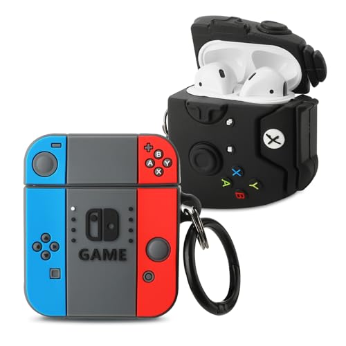 Image of [2Pack] Gedicht for Airpods 2nd Generation Case, Cute AirPods 1st Generation Cartoon Case,Unique Design Funny Fun Kawaii 3D Cartoon Characters Silicone AirPods 1&2 Case for Men Women,Games Console