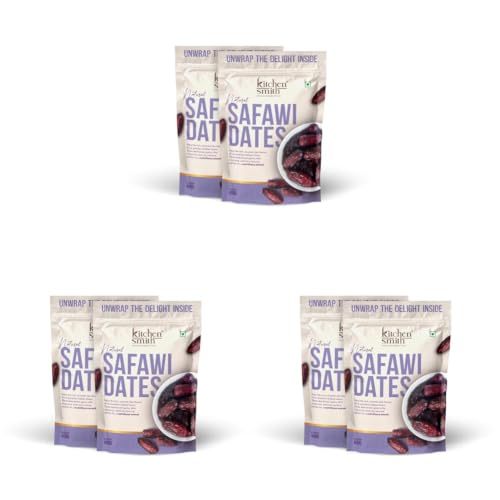 Image of KitchenSmith Safawi Fresh Dates - Pack of 6 (400gm Each) | No Preservatives & Added Sugar | High Fibre | Energy Health Snacks | Premium Khajoor