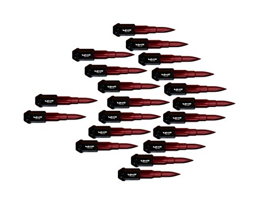 Vms Racing 14X1.5 20Pc 112Mm Cold Forged Steel Lug Nuts With Red Extended Bullets In Cnc Aluminum For Dodge Challenger 500 Srt Srt8 Hellcat Demon Rt R/T Se 392 Sxt 2009-2017 With 5 Lug Wheel Pattern #TOP4