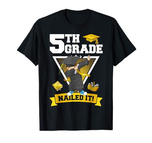 Dabbing Graduation Boy 5th Grade Nailed It Class of 2025 T-Shirt
